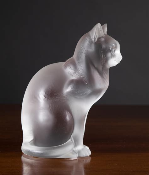 Lot French Lalique Frosted Glass Cat