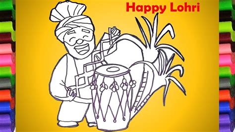 How To Draw Happy Lohri Drawing Easy Lohri Drawing Simple Colouring