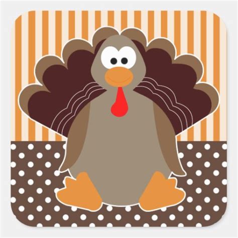 Cute Cartoon Turkey Happy Thanksgiving Sticker Zazzle