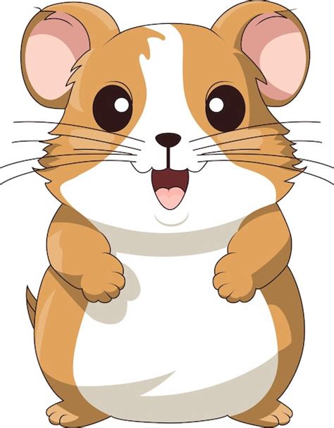 Dessin Anim Mignon Hamster Sur Fond Blanc Vecteur Premium