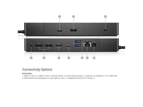 Dell Wd19 130w Docking Station With 90w Power Delivery Usb C Hdmi Dual Displayport Black