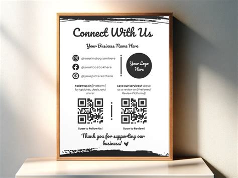 Social Media Sign Template Qr Code Sign Facebook Instagram Follow Us