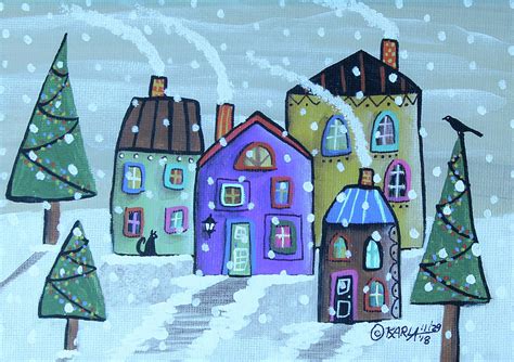 Four Winter Houses Painting By Karla Gerard Pixels