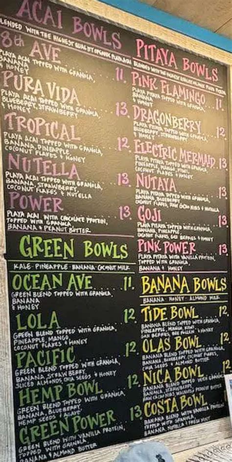 Playa Bowls Menu Hampton Nh