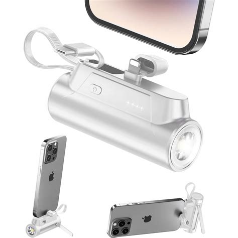 MINI POWER BANK APPLE POWER BANK BIAŁY 4500 MAH TYPE-C IOS Z LATARKĄ ...