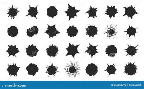 Gunshot Holes Damaged Broken Dots From Bullets Shooting Cracked Holes