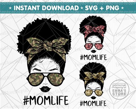 Afro Mom Life Svg Momlife Bundle Svg Messy Bun Svg Momlife Etsy