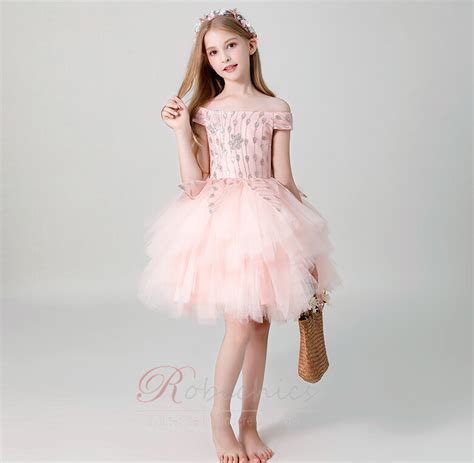 Robe Cortège Fille Norme Glissière Asymétrique Asymétrique Elégant