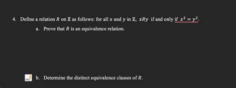 Define A Relation R On Z As Follows For All X And Chegg