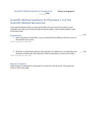 Assignment Scientific Method Questions Docx Scientific Method