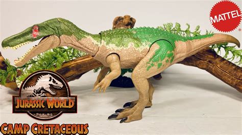 Mattel Camp Cretaceous Baryonyx “grim” Review Jurassic World Primal Attack Sound Strike Youtube