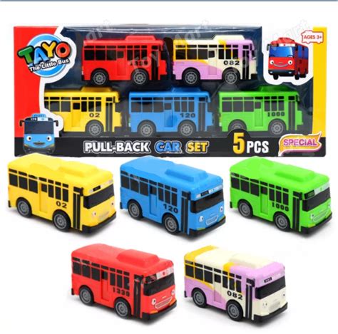 Tayo Bus 5in1 5pcs 5 colors Tayo the little bus Toys Cartoon Mini Pull Back Bus Car Model Toy ...