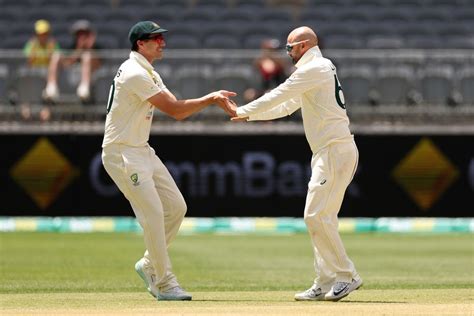 Pat Cummins And Nathan Lyon Celebrate The Wicket Of Kyle Mayers