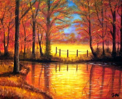 Herbst Rot Gelb Ufer Landschaft Von Mike Kunstnet