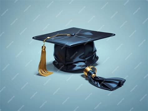 Premium AI Image | Elegant Blue Background with Black Graduation Cap