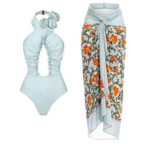Maillot de bain une pièce Bikini Maxi robe deux pièces en mousseline à lacets Bleu A Bleu