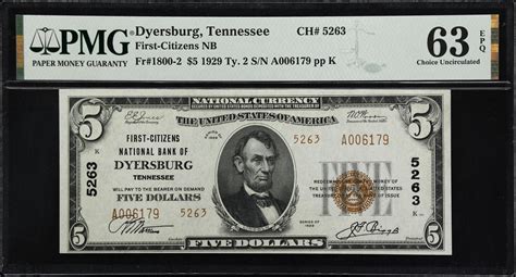 Dyersburg Tennessee 5 1929 Ty 2 Fr 1800 2 The First Citizens NB