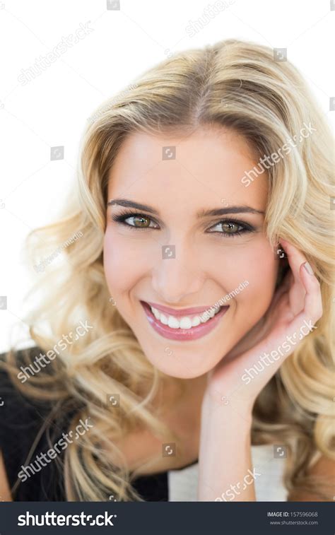 Cheerful Blonde Model Looking Camera On Stock Photo 157596068 Shutterstock
