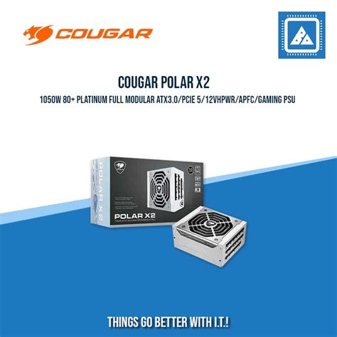COUGAR POLAR X2 1050W 80+ PLATINUM FULL MODULAR ATX3.0/PCIE 5/12VHPWR ...