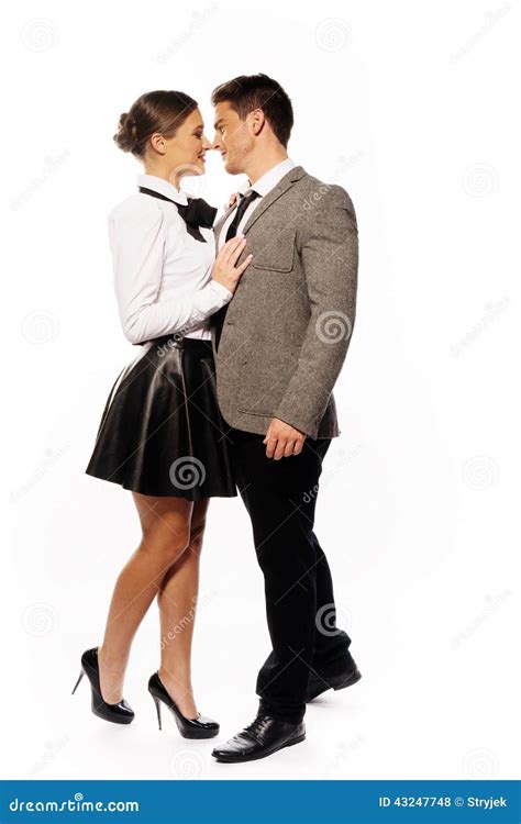 Sweet Partners Attempt Kissing Isolated On White Stock Photo Image Of Healthy Nude