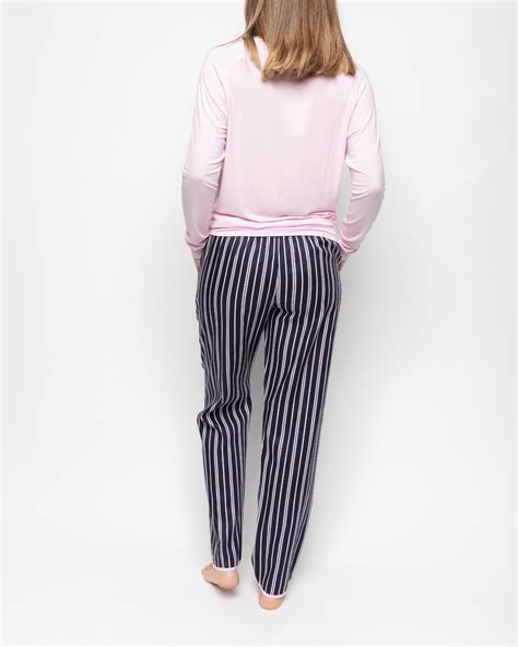 Estelle Slouch Jersey Top And Printed Stripe Pyjama Set TKD Lingerie