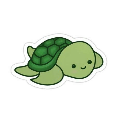 Cute Green Turtle Sticker Preppy Stickers Cute Stickers Cartoon