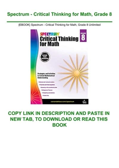 {ebook} Spectrum Critical Thinking For Math Grade 8 Unlimited