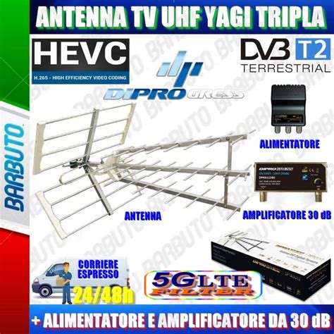 Antenna Kit Tv Digitale Terrestre Esterna Alto Guadagno Uhf Dvb T