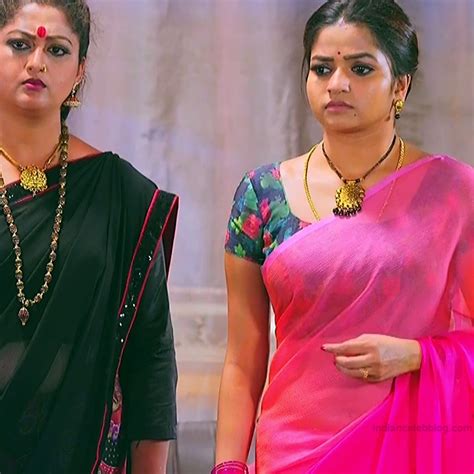 Nithya Ram Tamil Tv Actress Nandhini S1 6 Hot Saree Caps Indiancelebblog