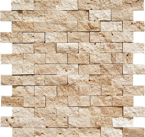 Light 1 X 2 Split Face Travertine Mosaic Tile