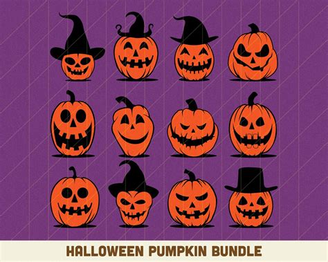 Halloween Pumpkin Svg Png Clipart Bundle Jack O Lantern Cut Files