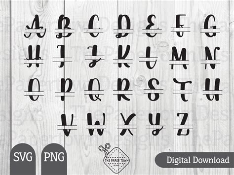 Split Monogram Alphabet Monogram Font Digital Download Cut Files