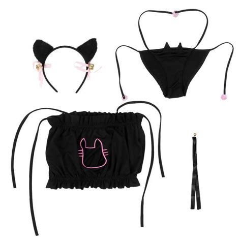 1 Set Erotic Lingerie Role Play Sexy Cat Costume Outfit For Women Girls Black DEGUISEMENT
