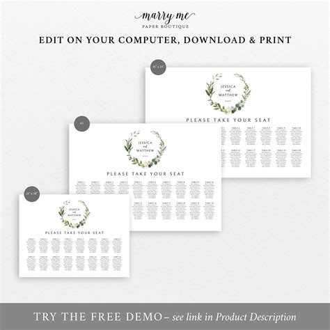 This Wedding Seating Chart Template Is A Fully Editable Elegant