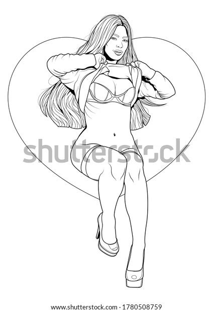 Nude Sexy Girl Stockings Lingerie Coloring Stock Vector Royalty Free 1780508759 Shutterstock