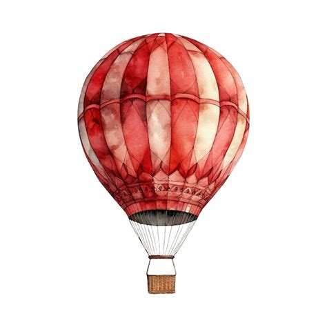 Watercolor Illustration Of A Red And White Hot Air Balloon Ai