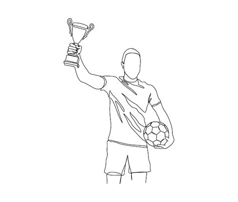 Premium Vector Continuous One Line Drawing Of Football Player Holding