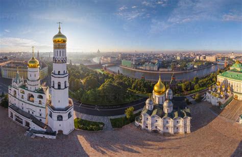 Aerial View Of The Moscow Kremlin Russia Stock Photo