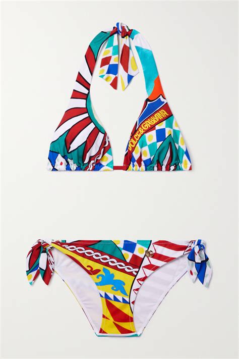 Dolce Gabbana Carretto Printed Triangle Bikini Multi Shopstyle