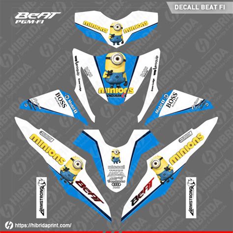 Stiker Decal Motor Honda Beat Fi Minions Biru