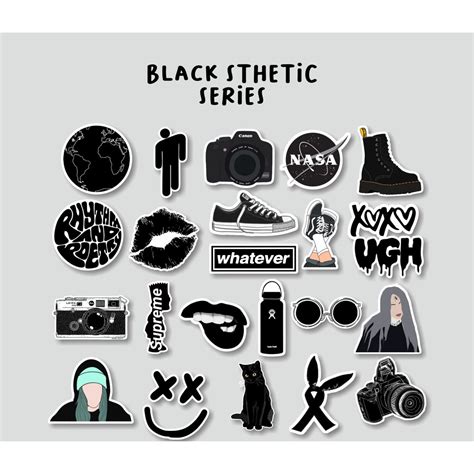 Jual Sticker Aesthetic Black Area Series Stiker Case Handphone Laptop