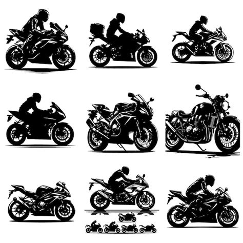 Silueta De Motocicleta Sencilla Editable Vector Premium