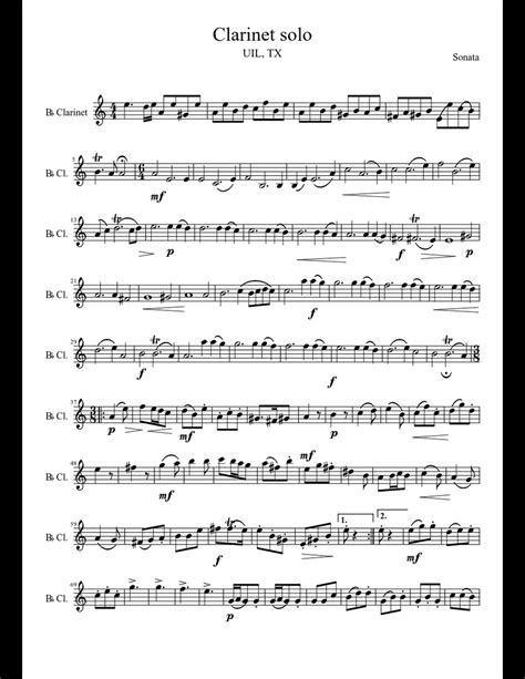 Clarinet Solo Sheet Music For Clarinet Download Free In Pdf Or Midi