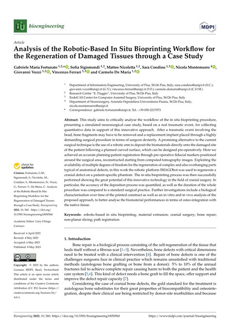 PDF Analysis Of The Robotic Based In Situ Bioprinting Workflow For