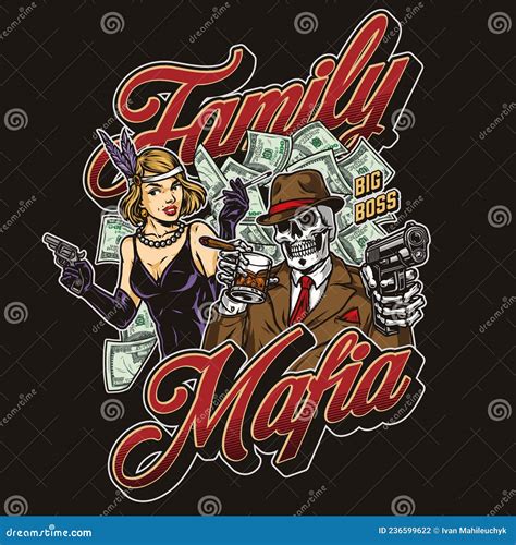 Vintage Colorful Mafia Logo Stock Vector Illustration Of Patch