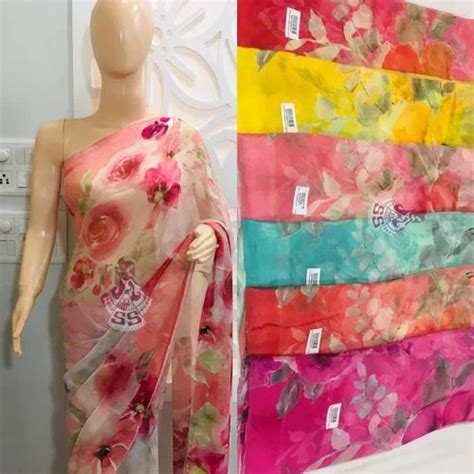 Pure Chiffon Printed Saree With Blouse Piece At Rs Piece In Delhi