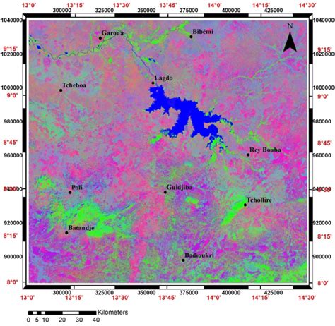 Landsat Band Ratio In Rgb Of The Study Area