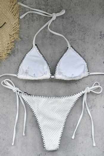 Wholesale Sexy Starfish Graphic Knitted Padded Halter Neck Self Tie Triangle Bikini Set Ba