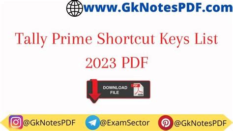 Tally Prime Shortcut Keys List 2023 Pdf