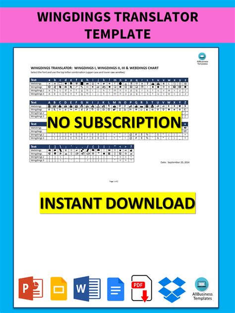 Wingdings Translator Templates At Allbusinesstemplates